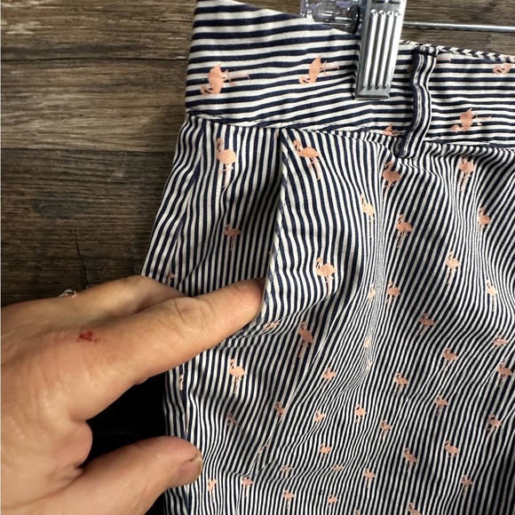 Izod White and Blue Flamingo Bermuda Shorts with Striped Pattern - Picture 5 of 8